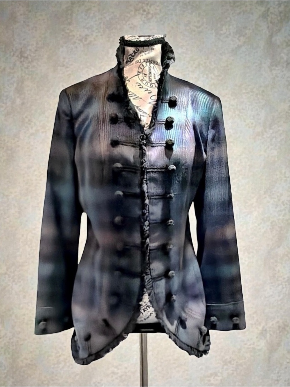 Zelda Mandarin Collar Jacket | Iridescent | Asian-Inspired Closure